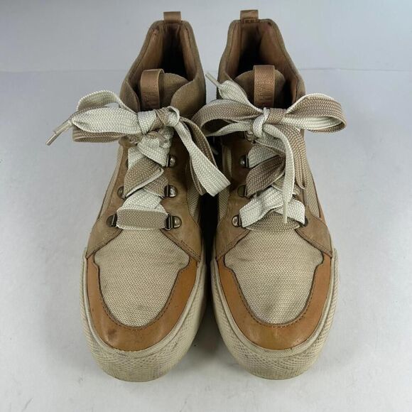 Gia Lug Suede Trail Sneakers US 10 M Tan Canvas Lace-Up Hi Top Shoes - Picture 4 of 10